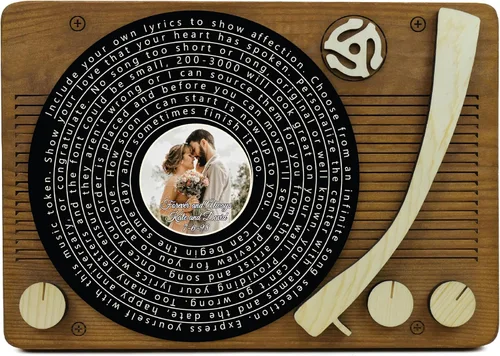 Reproductor de discos de vinilo vintage para colgar en la pared, madera maciza, texto/foto personalizable
