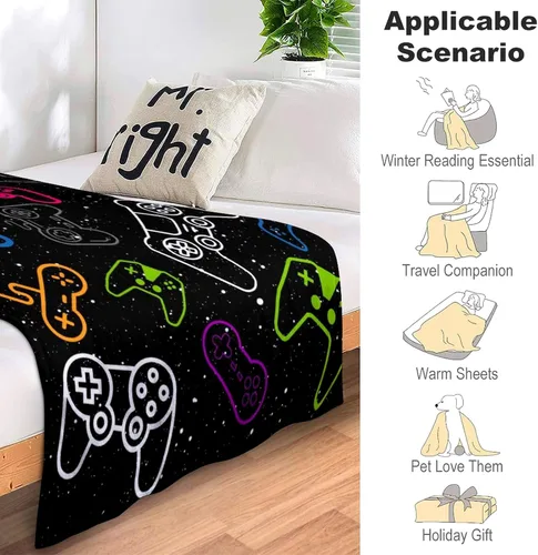 Miniatura 5 de Manta de Juego Suave de Franela para Vídeo Juegos, Manta Gamer para Lanzar, Mercancía de Videojuegos, Regalos para Niños, Niñas, Adultos, Decoración