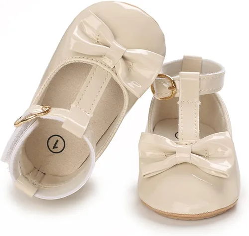 Miniatura 5 de WILLFUN Zapatos planos Mary Jane para bebés y niñas con lazo, vestido de princesa, zapatos de cuna, suela de goma suave antideslizante