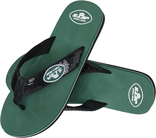 Miniatura 17 de FOCO Womens NFL Team Logo Sequin Strap Sandals Flip Flops