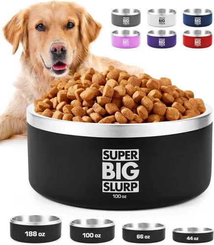 Miniatura 10 de Tuff Pupper Cuenco de acero inoxidable aislado resistente de 100 onzas para perros grandes, base antideslizante, apto para lavavajillas Rosa Punch