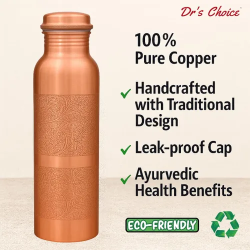 Miniatura 3 de Dr's Choice; By Copperking Botella de agua de cobre para beber 32 onzas Inspirado en ayurvédica, diseño martillado, ecológico, hombres y mujeres