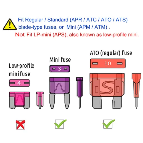 Miniatura 19 de MuHize Kit surtido de fusibles de hoja de 200 piezas, tamaño estándar (ATR/APR) Multi-Amp 2A a 40A para automóvil/camión/SUV/RV - 11 valores