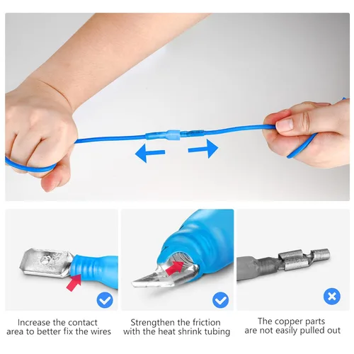 Miniatura 4 de Kuject Kit de 320 conectores de alambre termorretráctil, terminales eléctricos a prueba de agua, conectores de pala aislados para camiones marinos