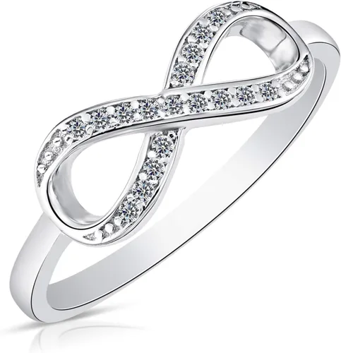 TILO JEWELRY Anillo Forever Infinity de plata de ley 925 con circonita cúbica