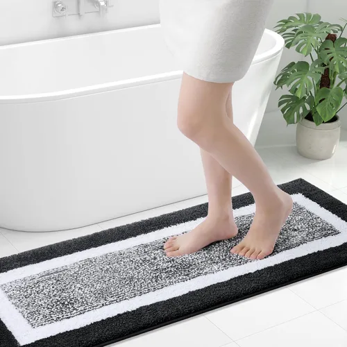 Miniatura 50 de OLANLY Alfombras de baño 24x16, tapete de baño de microfibra extra suave y absorbente, antideslizante, lavable a máquina, alfombra de baño esponjosa