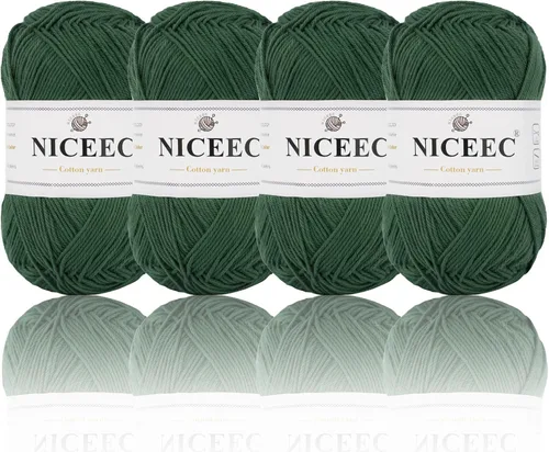Miniatura 31 de NICEEC 4 madejas de hilo de algodón suave para bebé, 4 capas, manualidades DIY, peso fingering, hilo para manta para ganchillo y tejido, total 700