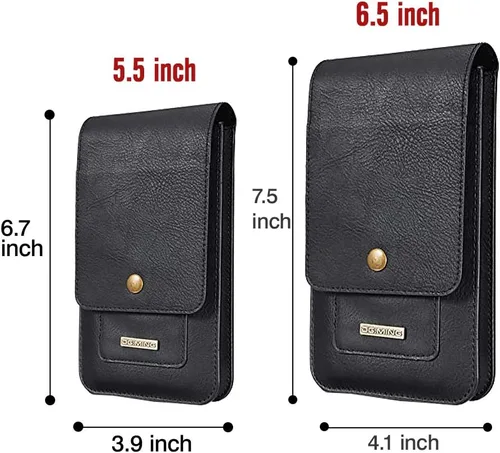 Miniatura 2 de Riñonera de cuero, Negro, 5.5 pulgadas