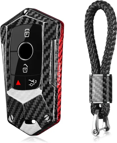 T-carbon Protector de llavero de fibra de carbono real compatible con Benz, funda para llavero para Mercedes Benz E Clase C Clase CLA GLB CLS GLE