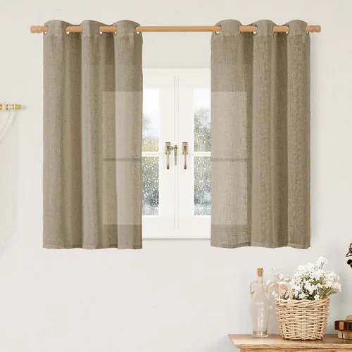 Miniatura 111 de LAMIT Cortinas de lino sintético para dormitorio, paneles filtrantes de luz, cortinas de lino con protección de privacidad con ojales para ventanas