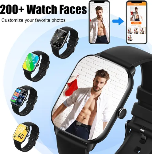 Miniatura 8 de Reloj inteligente para hombres y mujeres (respuesta/hacer llamadas), reloj de fitness con pantalla táctil completa de 1.9 pulgadas con más de 100
