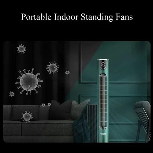 Miniatura 5 de Ventilador de torre con control remoto, ventilador inteligente para dormitorio con oscilación de 105°, ventilador sin aspas con opciones de 6