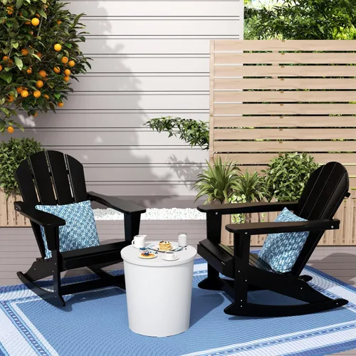 Miniatura 182 de WestinTrends Silla mecedora Malibu de poliéster para exterior/patio Adirondack, Negra