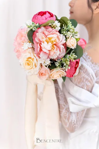 Miniatura 7 de Ramo de boda rubor de 10 pulgadas para novia, ramo de boda de primavera, ramos de novia para novia, para ceremonia de boda, aniversario, fiesta