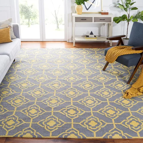 Miniatura 9 de SAFAVIEH Four Seasons Collection FRS233F FRS233F - Alfombra de pasillo floral con gancho a mano, 2 pies 3 pulgadas x 8 pies, color gris y dorado