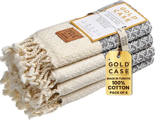 Miniatura 31 de Gold CASE - Juego de 4 Toallas de Mano Turcas para Baño, 20 x 40 pulgadas, Toallas de Baño 100% Algodón, Toalla Pequeña de Cocina Aphrodite