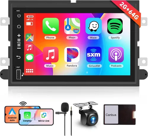 [2G+64G] Radio de coche para Ford F150/F250/F350/E250/E350 Edge Fusion Explorer con Carplay inalámbrico Android Auto, pantalla táctil HD de 7