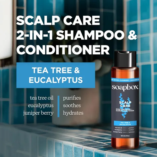 Miniatura 5 de Soapbox Paquete variado de champú y acondicionador 2 en 1 para hombre, 1 cuidado del cuero cabelludo y 1 grueso y completo, ingredientes limpios