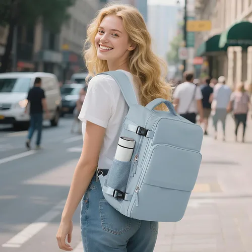 Miniatura 2 de Mochila de Viaje Sinaliy, Azul claro, Grande, Viajes