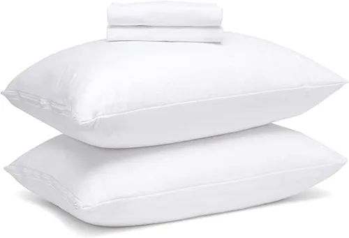 Protector de almohada de alta calidad, protector de almohada tamaño King, fundas de almohada blancas, funda de almohada de plumas y mezcla de