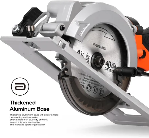 Miniatura 3 de Power Circular Saw,5.8A Mini Circular Saw,3500RPM Corded Saw Equipped with 2 Pcs 4-1/2" Blades，Maximum Cutting 1-11/16" at 90° and 1-1/8"at 45° for