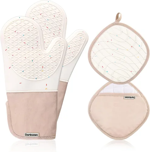 Guantes de horno lindos, manoplas de cocina, guantes de horno para la cocina, guantes de horno para la cocina, guantes de horno de silicona lavables