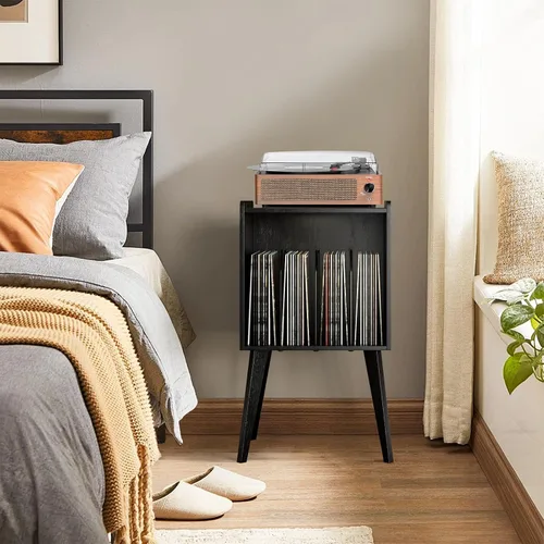 Miniatura 8 de Gannyfer Soporte para tocadiscos: soporte de almacenamiento de discos de vinilo de mediados de siglo con capacidad para hasta 160 álbumes, estante