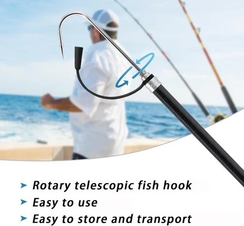 Miniatura 3 de KOMCLUB Telescopic Fishing Gaff with Super Sharp Spear Hook Lightweight Hand Fish Gaff with Soft