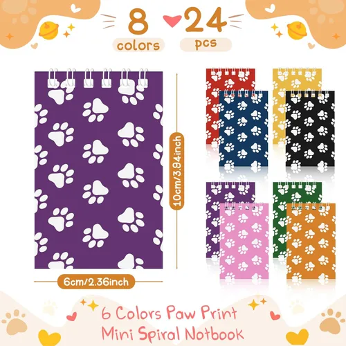 Miniatura 2 de Weecent 24 mini cuadernos con diseño de pata de perro, recuerdos de fiesta para niños, cachorros, bloc de notas de animales, cuadernos de bolsillo