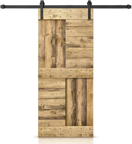 Miniatura 65 de TMS Serie N - Puerta corrediza interior de madera de pino anudada con kit de herrajes deslizantes (32 x 84 pulgadas, blanco)