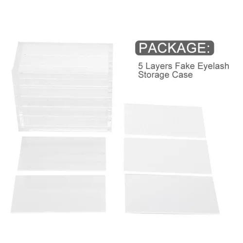 Miniatura 7 de Estuche transparente de 5 capas para pestañas postizas con paletas de pegamento y soportes para injertos, compacto, apilable, caja de almacenamiento