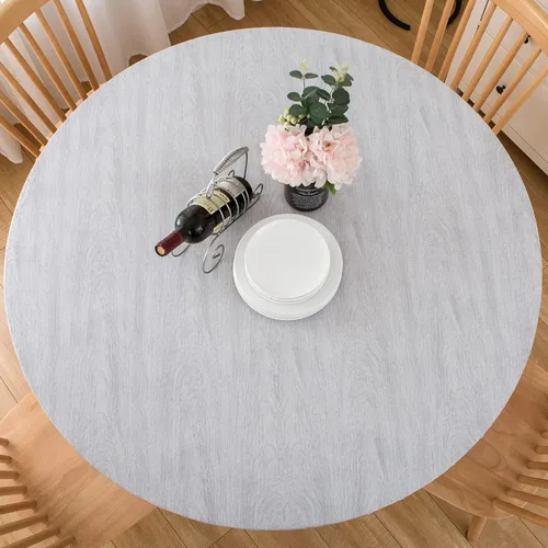 Miniatura 13 de LIBERECOO - Mantel redondo ajustado de vinilo con reverso de franela, borde elástico, impermeable, resistente a las manchas y fácil de limpiar