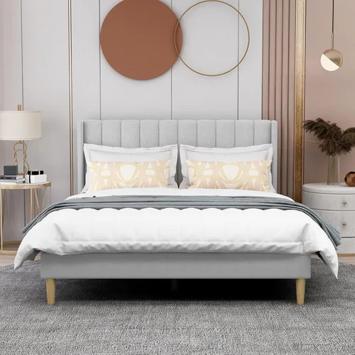 Miniatura 3 de AGARTT Marco de Cama Plataforma Tapizada Tamaño Queen con Cabecero y Pie de Cama/Soporte de Listones de Madera/No Necesita Somier/Fácil Montaje