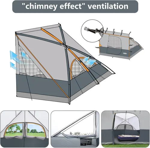 Miniatura 4 de UNP Cubo de Camping Carpa Lateral Emergente para Toldos de 10' x 10', Carpa de Fácil Instalación, Gazebo Gris (Toldo/REFUGIO NO Incluido)