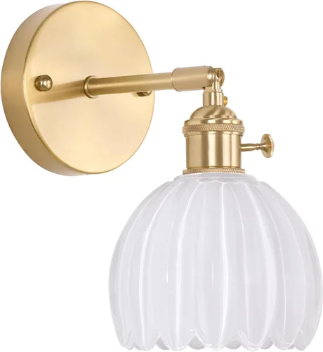 Miniatura 33 de Shenmoyl Aplique de Pared Vintage Operado por Batería con Linda Campana de Vidrio Tulipán Verde, Recargable Inalámbrica, Luz de Pared con Control