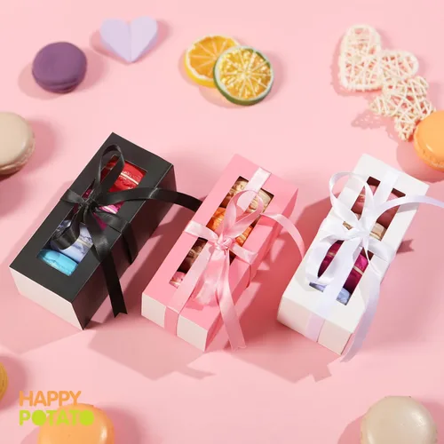 Miniatura 4 de HAPPY POTATO Paquete de 30 cajas de macarrones para 4 o 5, 4 x 1.9 x 1.9 pulgadas, cajas de embalaje de macarrón, caja de macarrón blanco