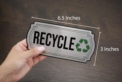Miniatura 2 de Calcomanías de reciclaje y basura para botes de basura de cocina y contenedores de reciclaje, combo de calcomanías de basura y reciclaje para Plata