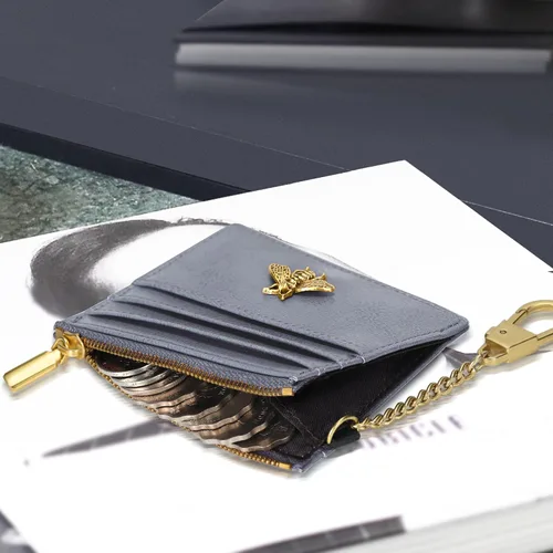 Miniatura 99 de SEAVILIA Tarjetero llavero cartera para mujer con ventana de identificación RFID monedero regalo abeja delgada minimalista pequeña cartera