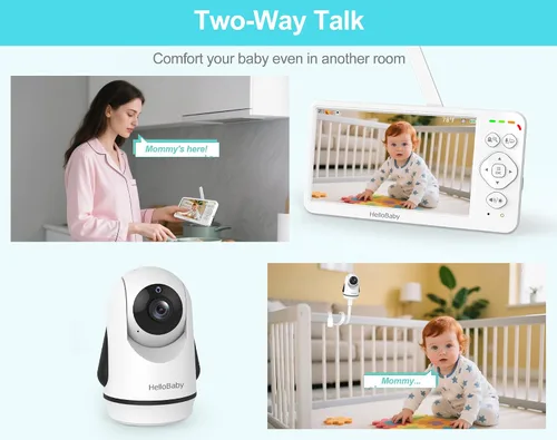 Miniatura 4 de HelloBaby - Monitor de bebé sin WiFi con pantalla de 3.2 pulgadas, cámara con zoom de inclinación panorámica 2-Way Talk, Night Vision, ECO VOX