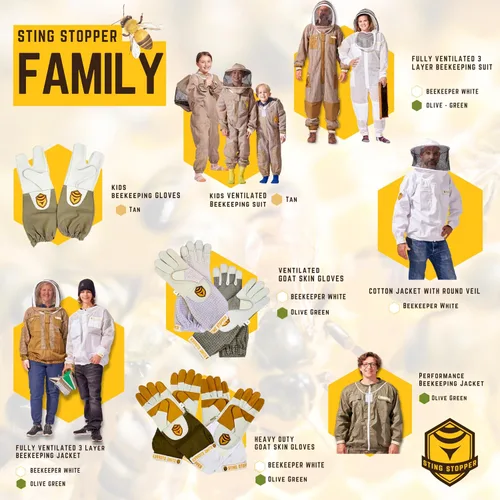 Miniatura 6 de Sting Stopper - Chaqueta de apicultura para adultos con velo redondo y sombrero para protección contra picaduras de abeja de miel con lona