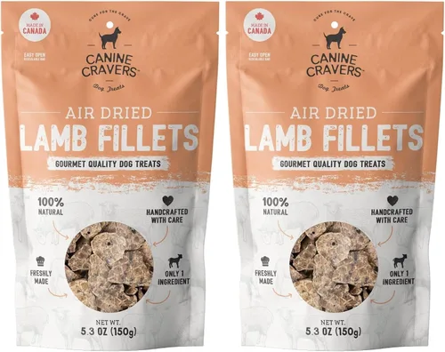 Miniatura 14 de Canine Cravers Golosinas para Perros de Un Solo Ingrediente – Filetes de Cordero Premium - Alimento para Mascotas Hipoalergénico Secado al Aire