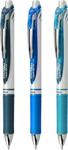 Miniatura 2 de Pentel EnerGel RTX - Bolígrafo de gel líquido retráctil, ¹/₃₂ pulgadas, tonos para tomar notas, azul marino, azul y azul cielo, paquete de 3