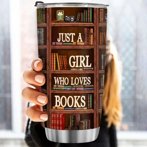 Miniatura 5 de T40413 - Taza personalizada para amantes de los libros, taza de café con texto en inglés "Just A Girl Loves Book", regalo para mujeres y niñas