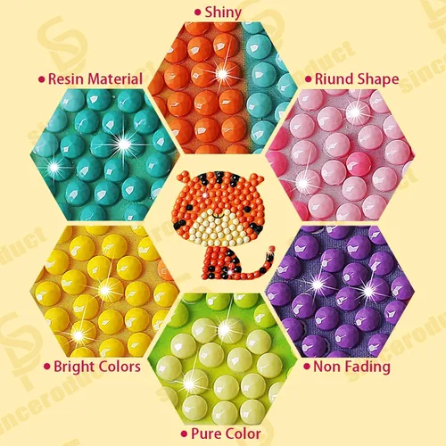Miniatura 2 de Sinceroduct - Juego de 64 pegatinas de pintura de diamante 5D para niños y adultos, principiantes, pintura con diamantes por números, animales más