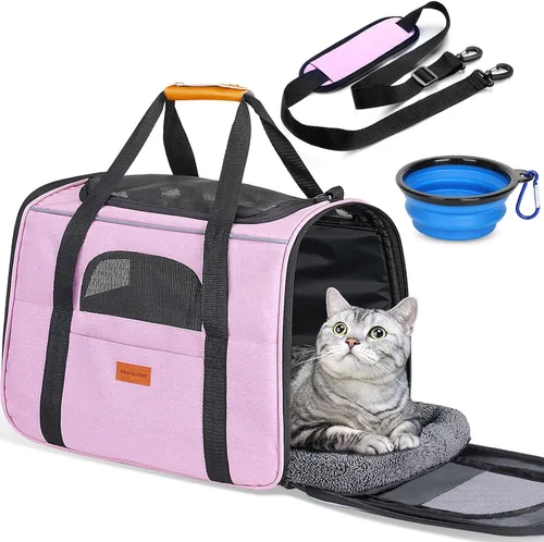 Miniatura 23 de morpilot - Bolsa de transporte para mascotas, portátil, de tela plegable, para perros o gatos, jaula para mascotas con zíperes de seguridad