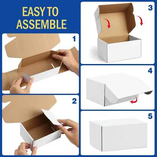 Miniatura 3 de Cajas de Envío de 12x9x3 Pulgadas: Paquete de 22 Cajas de Cartón para Embalaje, Cajas de Envío Blancas para Embalaje de Pequeñas Empresas, Cajas