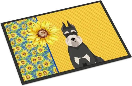 Miniatura 302 de Caroline's Treasures WDK5313MAT Airedale Terrier - Tapete para puerta delantera de 18 x 27 pulgadas, diseño de girasoles de verano, para entrada