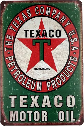 Letrero de metal para decoración de pared | Gas Station Motor Oil Company | 8 x 12 pulgadas | Póster de placa decorativa para decoración del hogar,