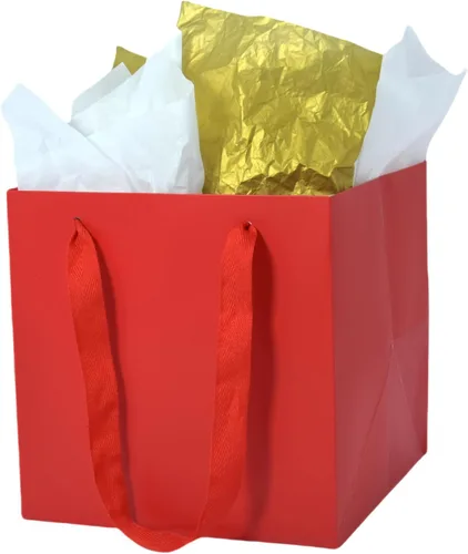 Miniatura 18 de JUNESHE Bolsas de regalo cuadradas pequeñas con papel de seda, color negro, paquete de 2, 5.9 pulgadas Bolsas de papel con asas para cumpleaños