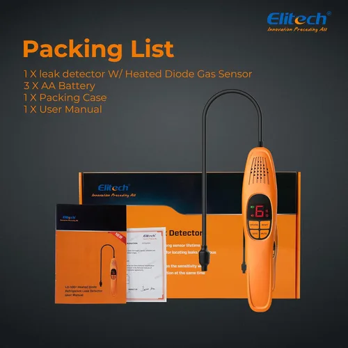 Miniatura 8 de Elitech Detector de fugas de refrigerante, detector de fugas de freón, freón Sniffer Detector de fugas de gas halógeno automotriz para R134A R410A